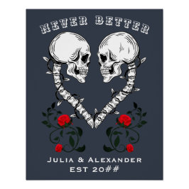 Niemals besser Skull Couple Gothic Wedding Engagem Poster