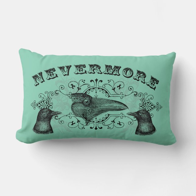 Niemals mehr raven Crow Lumbar Kissen (Vorderseite)