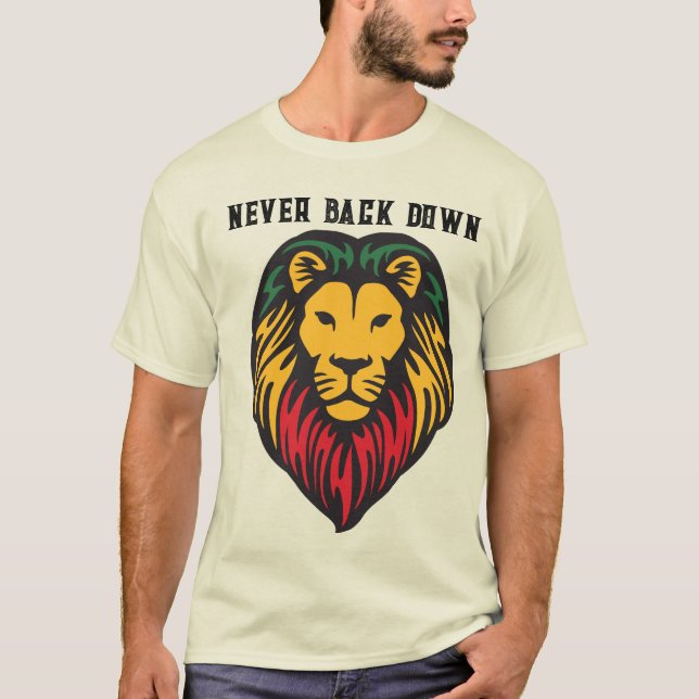 Niemals nach unten - T-Shirt der Löwenkraft (Vorderseite)