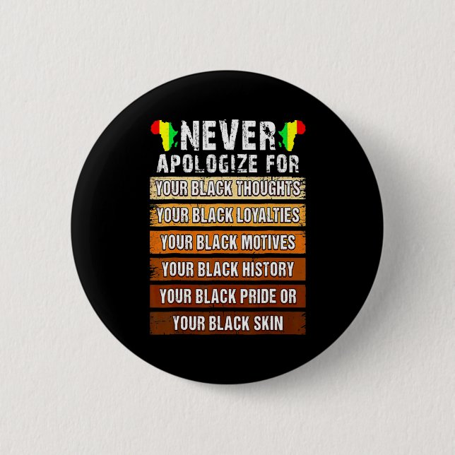 Niemals Retro Entschuldigen Schwarze Geschichte Af Button (Vorderseite)