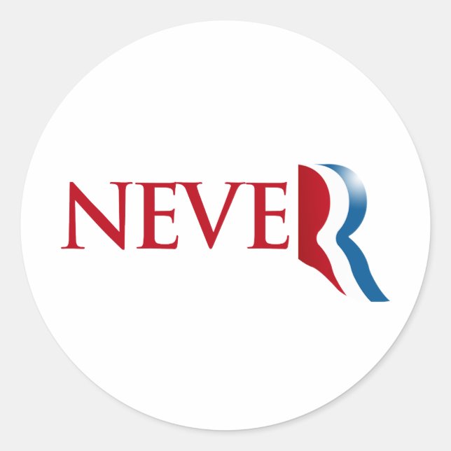 Niemals Romney.png Runder Aufkleber (Vorderseite)