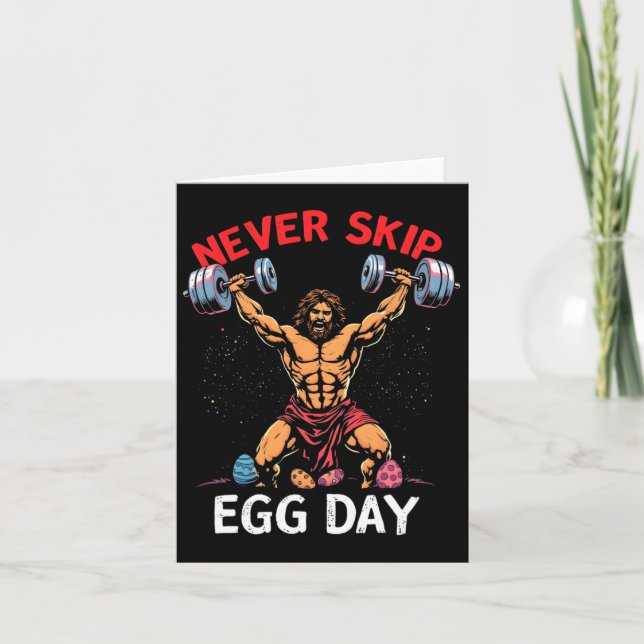 Niemals Skip Egg Day T-Shirt Funny Jesus Ostern Gy Karte (Vorderseite)