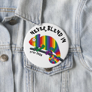 Niemals Untergehen Regenbogen Chamäleon Pride Button