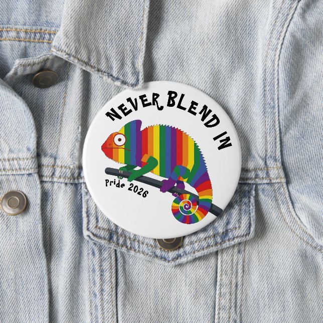 Niemals Untergehen Regenbogen Chamäleon Pride Button (Beispiel)