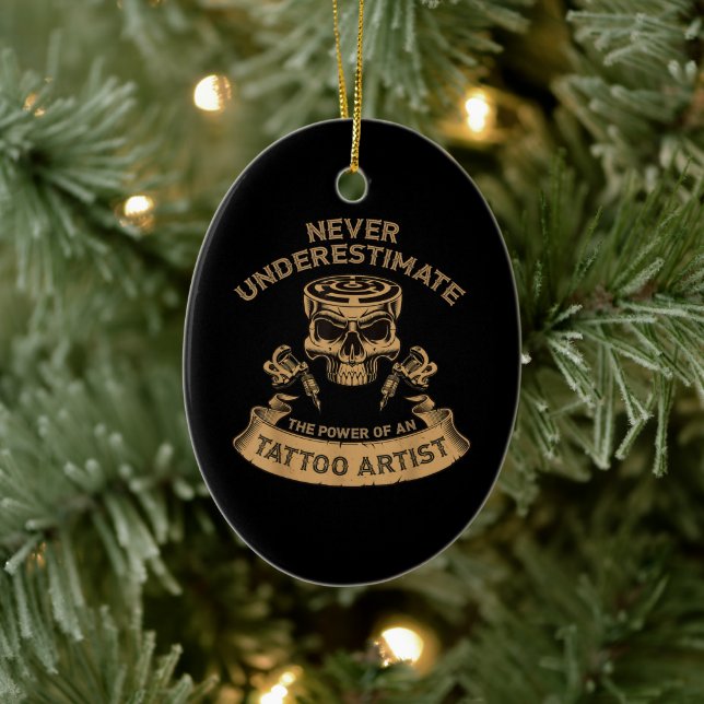 Niemals unterschwellig Geschenk für Tattoo Lover Keramik Ornament (Baum)