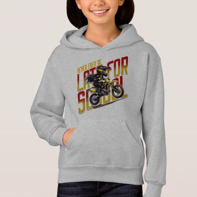 Niemals zu spät für die Schule Hoodie (Vorderseite)