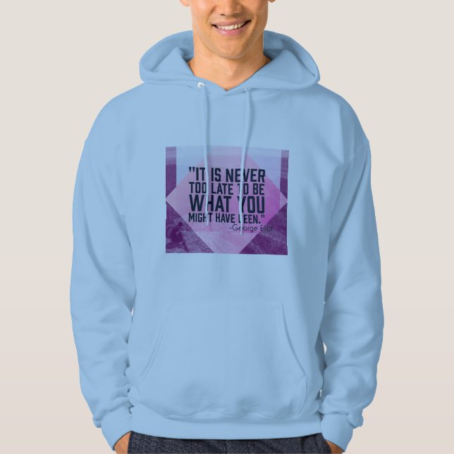 "Niemals zu spät" Inspirationsmänner Hoodie (Vorderseite)