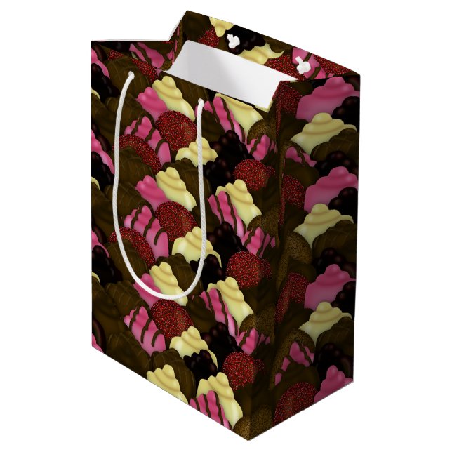 Niemals zu viel Schokolade-Geschenktasche Mittlere Geschenktüte (Rückseite Schrägansicht)