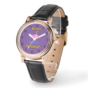 Niemand ist perfekt - Flamingo mit Schwimmring Armbanduhr