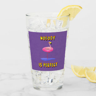 Niemand ist perfekt - Flamingo mit Schwimmring Glas