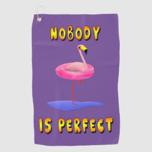 Niemand ist perfekt - Flamingo mit Schwimmring Golfhandtuch