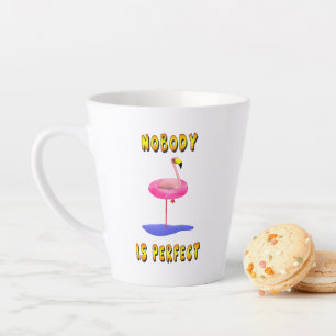 Niemand ist perfekt - Flamingo mit Schwimmring Milchtasse