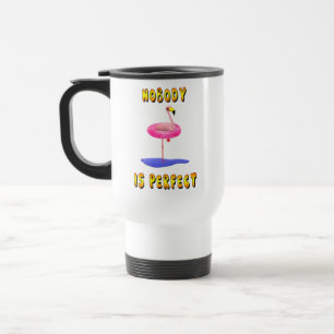 Niemand ist perfekt - Flamingo mit Schwimmring Reisebecher