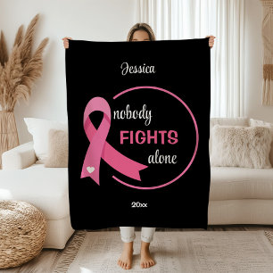 Niemand kämpft allein Pink Ribbon Black Fleecedecke