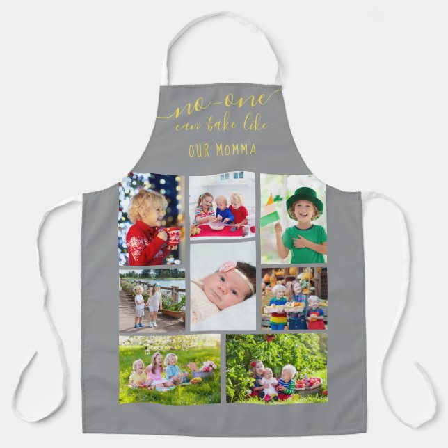Niemand kann wie unser Momma Editable 8 Foto backe Schürze (Vorderseite)