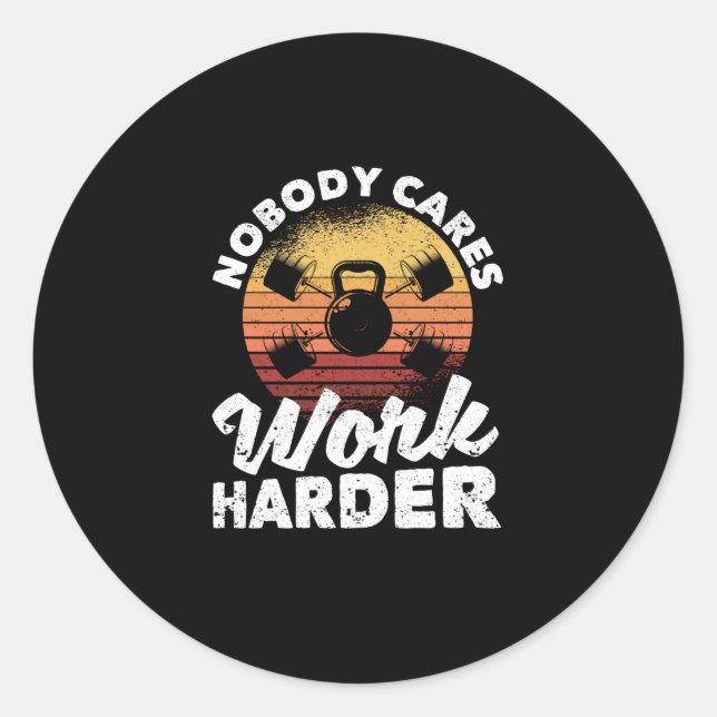 Niemand kümmert sich darum, Motivierend Workout-Sp Runder Aufkleber (Vorderseite)