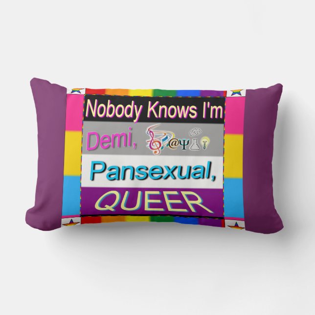 Niemand weiß, dass ich Demi Sapio Pansexual QUE bi Lendenkissen (Vorderseite)