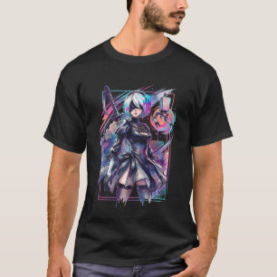 NieR Automata 2B Vaporwave-Ästhetik Neon Synthwave T-Shirt