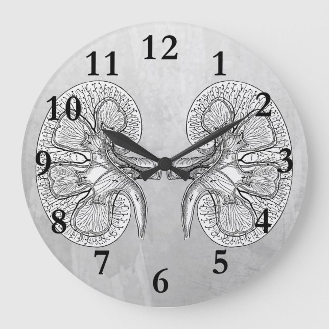 NIERE 2 ZEICHNEND GROßE WANDUHR (Vorderseite)