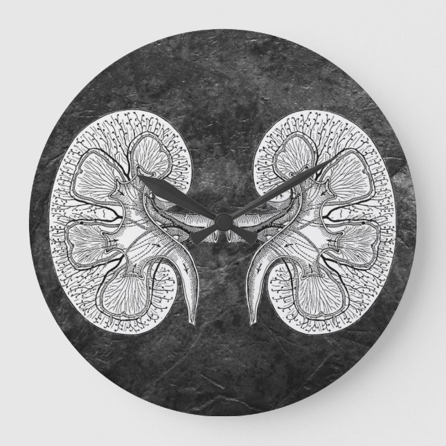 NIERE 2 ZEICHNEND GROßE WANDUHR (Vorderseite)