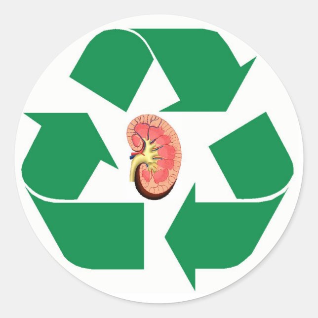 Niere gerecycelt runder aufkleber (Vorderseite)