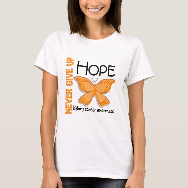 Nieren-Krebs geben nie Hoffnungs-Schmetterling 4,1 T-Shirt (Vorderseite)