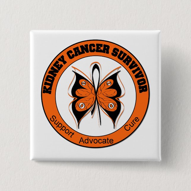 Nieren-Krebs-Überlebend-Schmetterling Button (Vorderseite)
