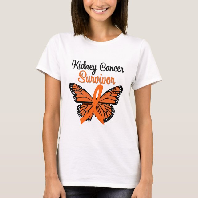 Nieren-Krebs ÜBERLEBENDER Schmetterling T-Shirt (Vorderseite)