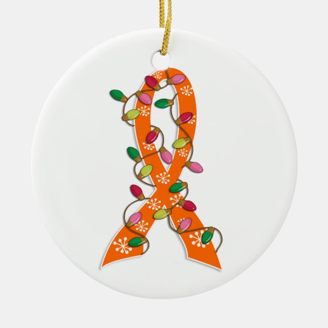 Nieren-Krebs-Weihnachtslicht-Band Keramikornament (Vorne)