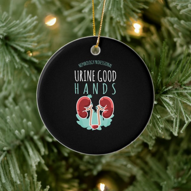 Nierenarzt Urologie Geschenk Gute Hände im Urin Keramik Ornament (Baum)
