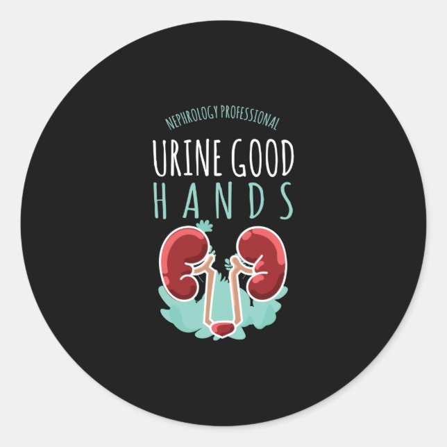 Nierenarzt Urologie Geschenk Gute Hände im Urin Runder Aufkleber (Vorderseite)