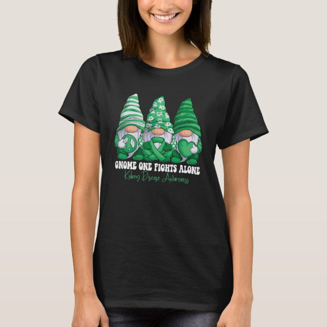 Nierenerkrankung Monat Grüne Gnomie T-Shirt (Vorderseite)