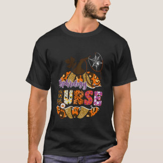 Nierenkrankenschwester Halloween-Kürbis Leopard Kr T-Shirt