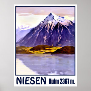 Niesen, Bergspitze, Schweiz, Jahrgang Poster