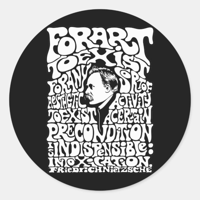 Nietzsche - Art Runder Aufkleber (Vorderseite)