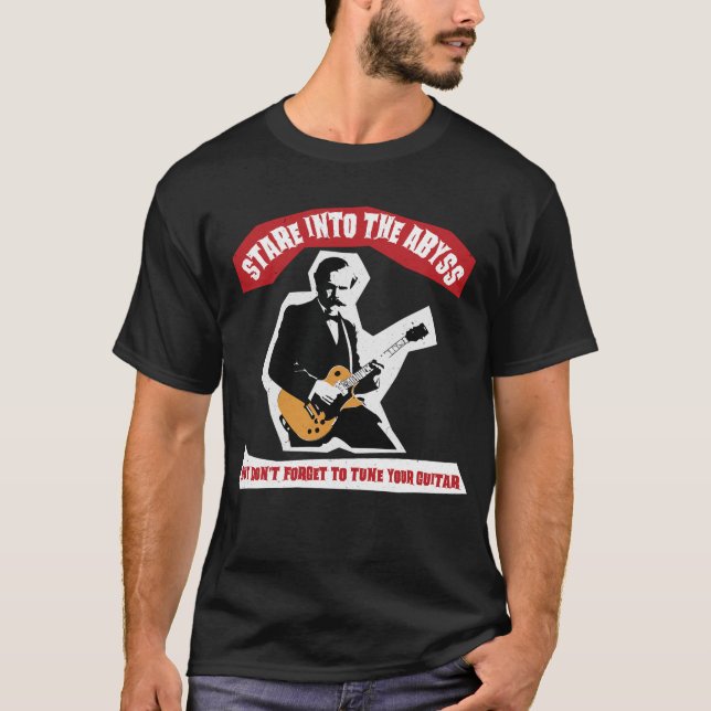 Nietzsche Guitar Quote Black T-Shirt (Vorderseite)