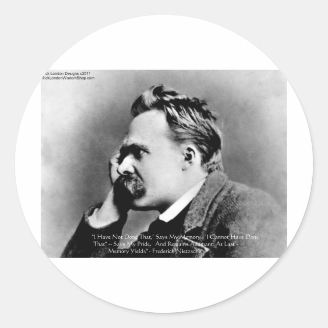 Nietzsche "Pride Vs Memory" - Biotopartikel/T-Shir Runder Aufkleber (Vorderseite)