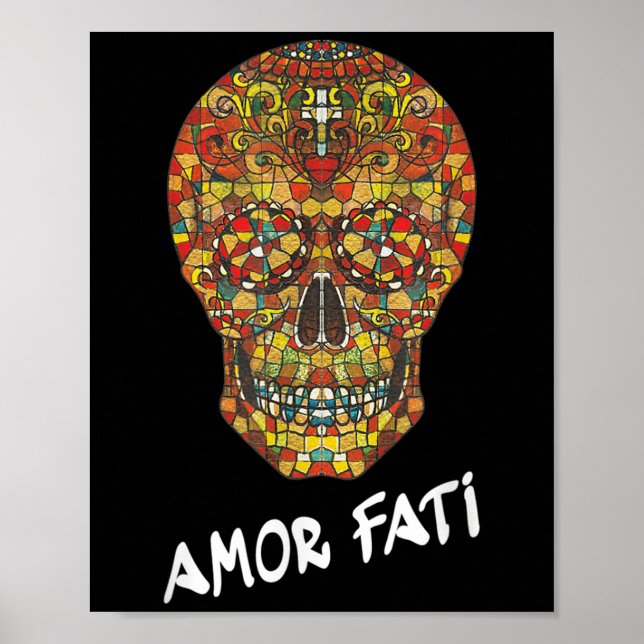 Nietzsche Stoic Quote Philosopher Sugar Skull Amor Poster (Vorne)