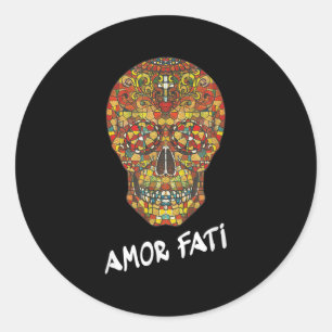 Nietzsche Stoic Quote Philosopher Sugar Skull Amor Runder Aufkleber