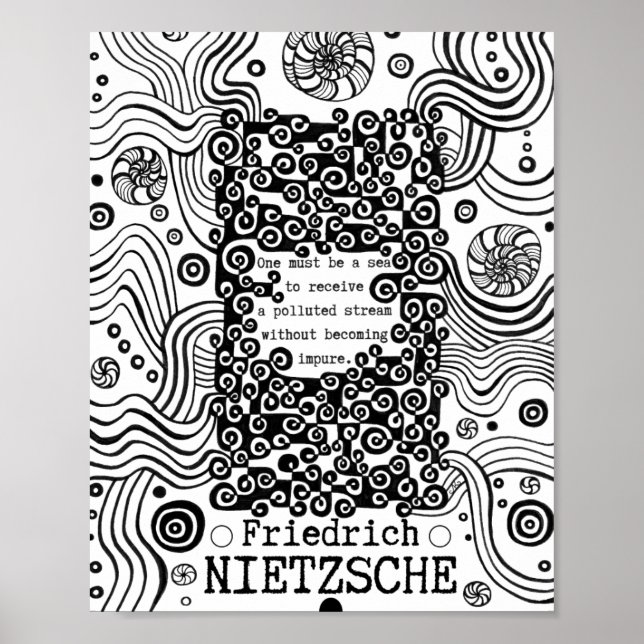 Nietzsche zitiert die Farbtöne der reinen Meeresfa Poster (Vorne)