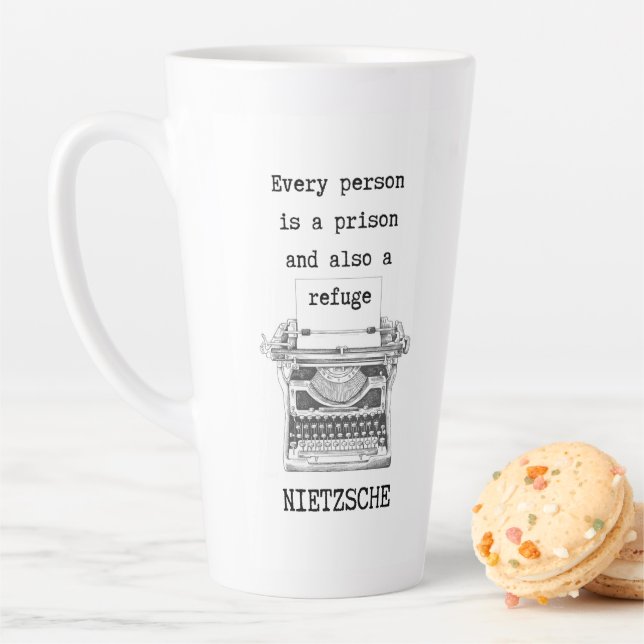 Nietzsche zitiert Gefangenschaft und FLÜCHTLINGSPh Milchtasse (Beispiel)