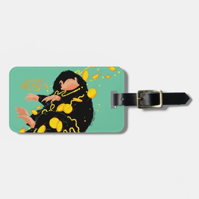 Niffler schwimmend mit Gold Gepäckanhänger (Vorderseite horizontal)