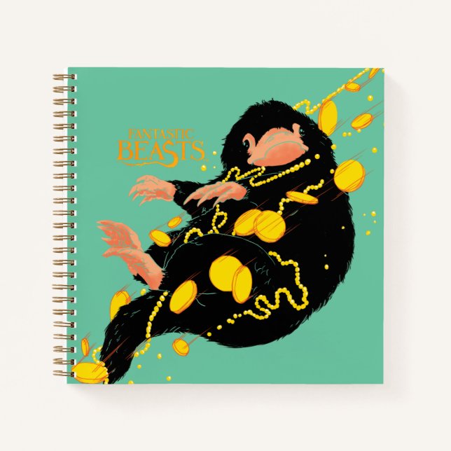 Niffler schwimmend mit Gold Notizbuch (Vorderseite)
