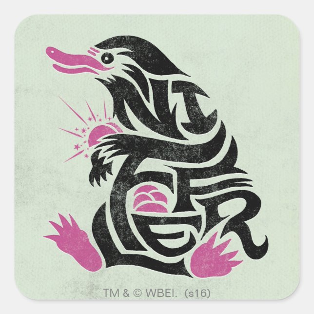 NIFFLER™ Typografie Grafik Quadratischer Aufkleber (Vorderseite)