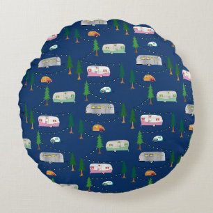 Nifty 50 Retro Campers Rundes Kissen