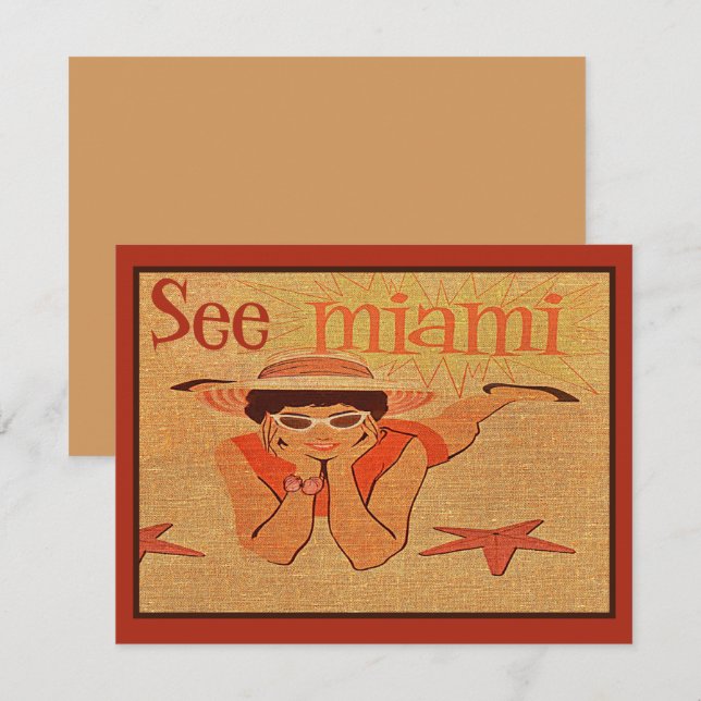 Nifty 50er See Miami Hübsch Sunbader Lady Travel Karte (Vorne/Hinten)