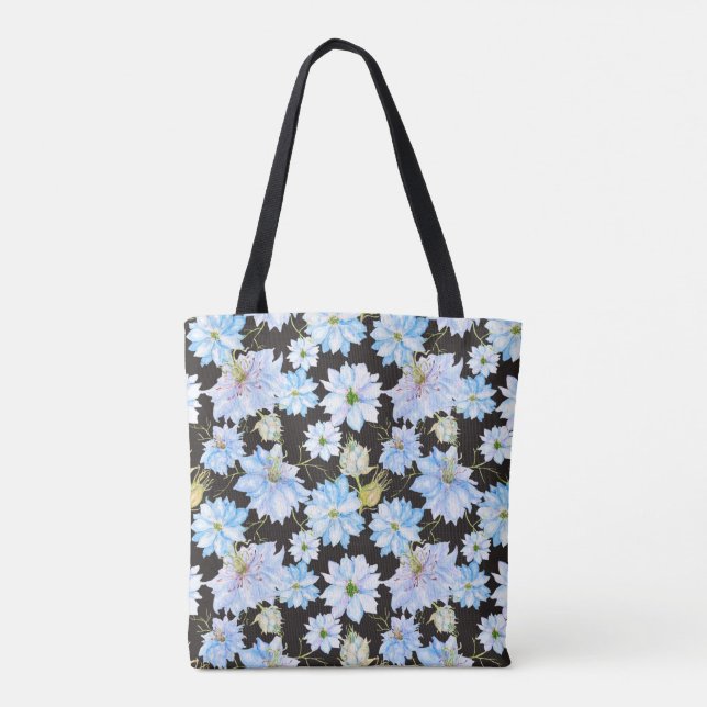 Nigella Blume über dunkles Hintergrund Atemberaube Tasche (Rückseite)