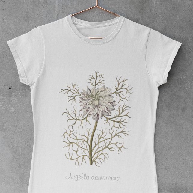 Nigella Damascena Vintage botanische Blume T-Shirt (Von Creator hochgeladen)