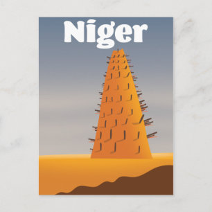 Niger Agadez Moschee Reiseplakat Postkarte