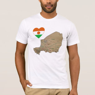 Niger Drapeau Coeur et carte T-shirt
